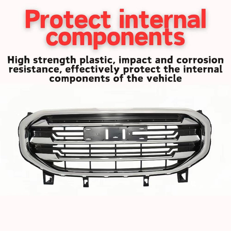 BUFEETERS Front Bumper Upper Grille Grill Fit For 2018 2019 2020 2021 GMC Terrain,Black & Chrome