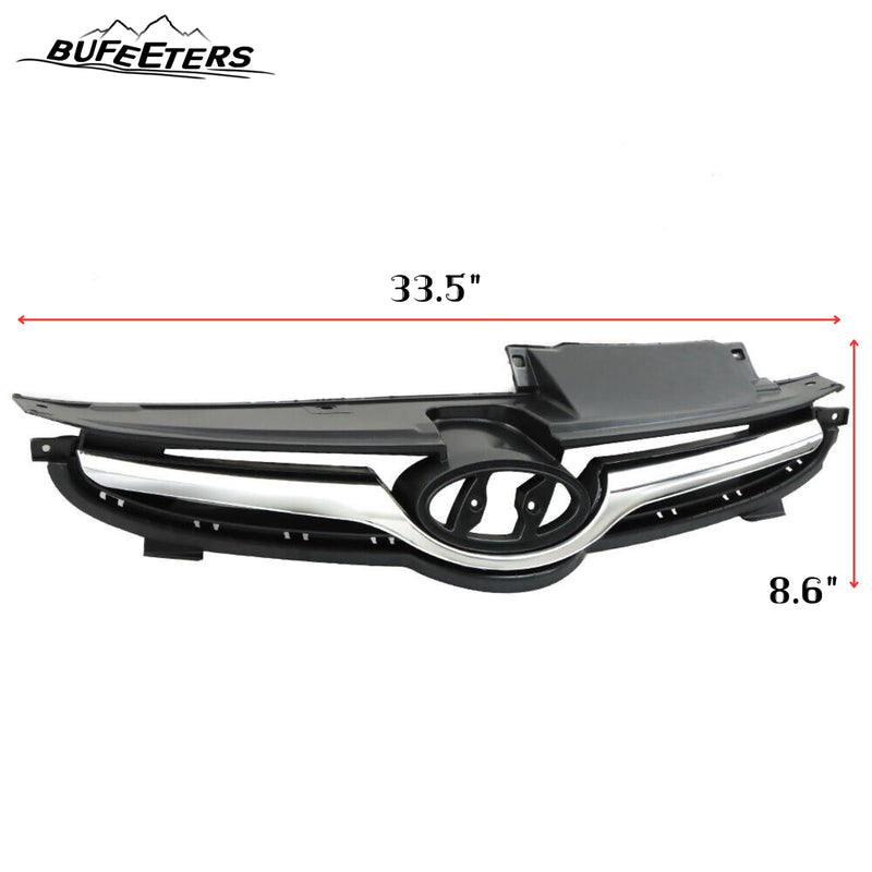 BUFEETERS    Front Upper Lower Grilles & Bumper Brackets Set Fit For 2014 2015 2016 Hyundai Elantra,Horizontal Billet Style,Chrome&Black