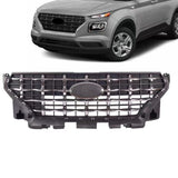 BUFEETERS  Front Bumper Upper Radiator Grille W/Chrome Trim  Fit For 2020 2021 2022 2023 Hyundai Venue,Factory Style,Black&Chrome
