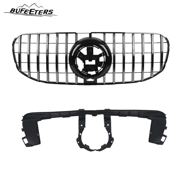 BUFEETERS  Front Bumper Upper Grille Bracket W/Camera Hole Fit For 2020 2021 2022 2023 Mercedes Benz X167 GLS450 GLS580,GT Style,Chrome&Black