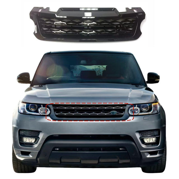 BUFEETERS   Front Upper Grille Fit For 2014 2015 2016 2017 Range Rover Sport,Mesh Style,Gloss Black,LR054767
