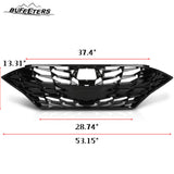 BUFEETERS    Front Bumper Upper Grille W/O Sensor Hole Fit For 2020 2021 2022 2023 Hyundai Sonata,Honeycomb Style,Gloss Black