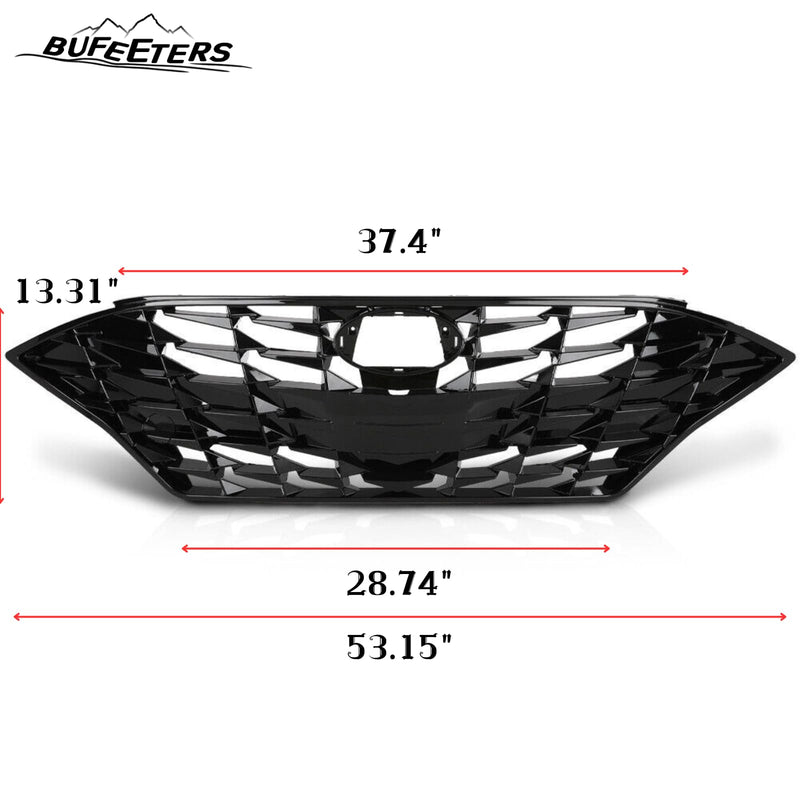 BUFEETERS    Front Bumper Upper Grille W/O Sensor Hole Fit For 2020 2021 2022 2023 Hyundai Sonata,Honeycomb Style,Gloss Black