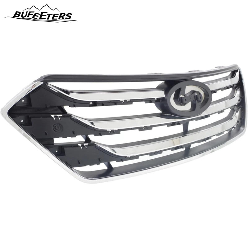 BUFEETERS    Front Bumper Upper Grille Fit For 2013 2014 2015 2016 Hyundai Santa Fe Sport,Chrome&Black