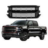 BUFEETERS  Front Upper Grille Fit For 2016 2017 2018 2019 Chevy Silverado 1500,Honeycomb Style,Gloss Black