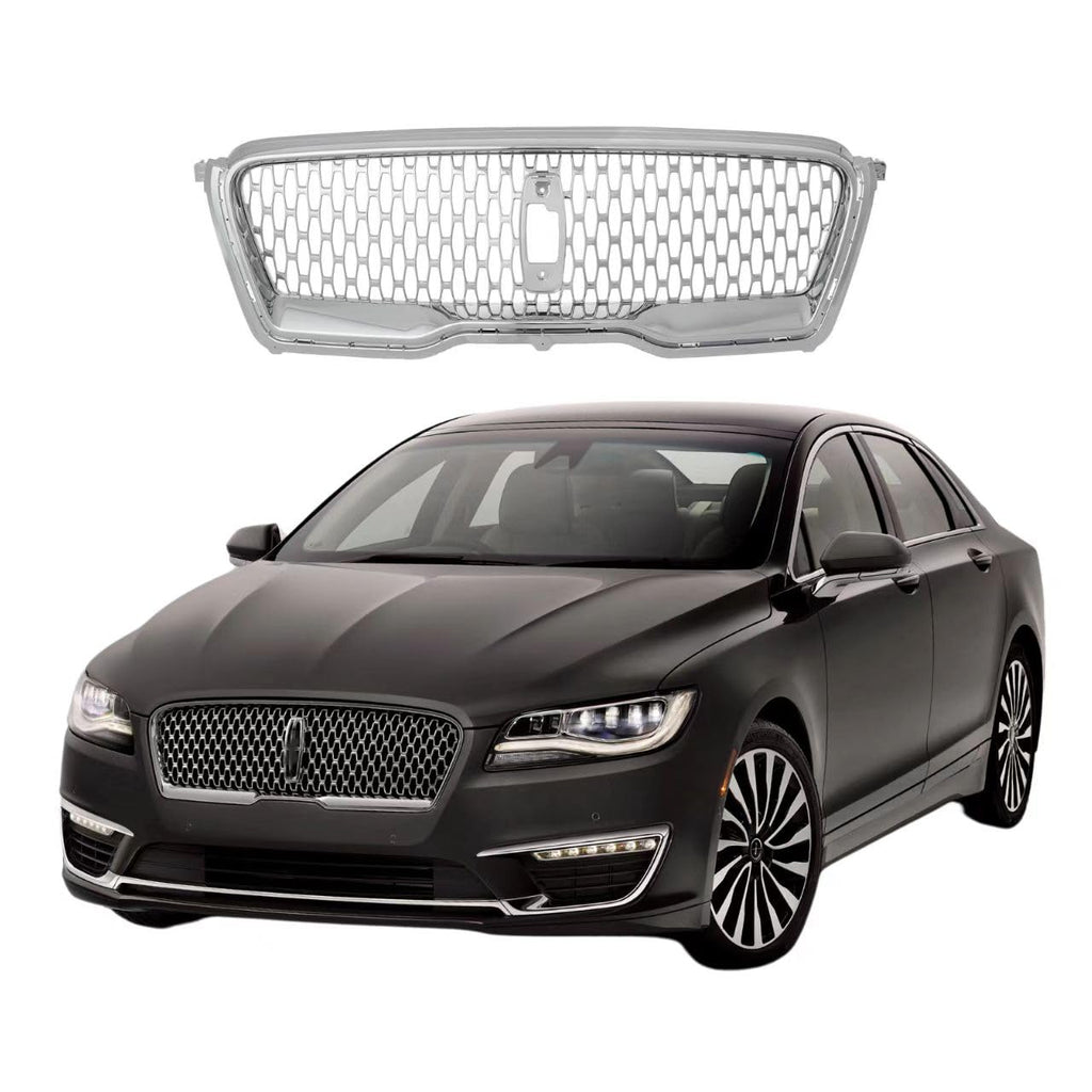 BUFEETERS Front Bumper Upper Grille Grill Fit For 2019 Lincoln MKC, Mesh Style,Chrome Silver  
 