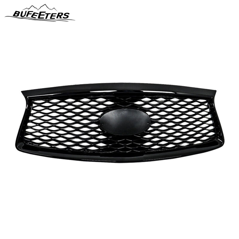 BUFEETERS  Front Bumper Upper Grille With Camera Option Fit For 2016 2017 2018 2019 2020 INFINITI QX60,Mesh Style,Gloss Black