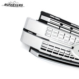BUFEETERS Front Bumper Upper Grille W/o Camera Hole Fit For 2017 2018 2019 F-250 F-350 F-450 F-550 Super Duty,Platinum Style,Ingot Silver&Black