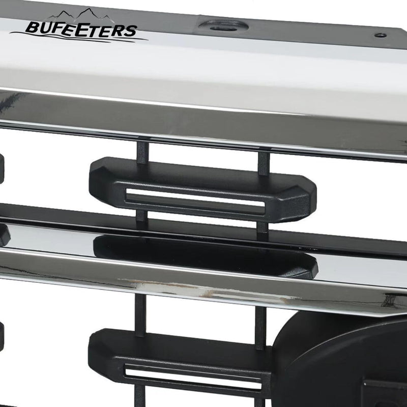 BUFEETERS Front Bumper Upper Grille Fit For 2021 2022 Ford F150 XLT,Horizontal Billet Style,Chrome&Black