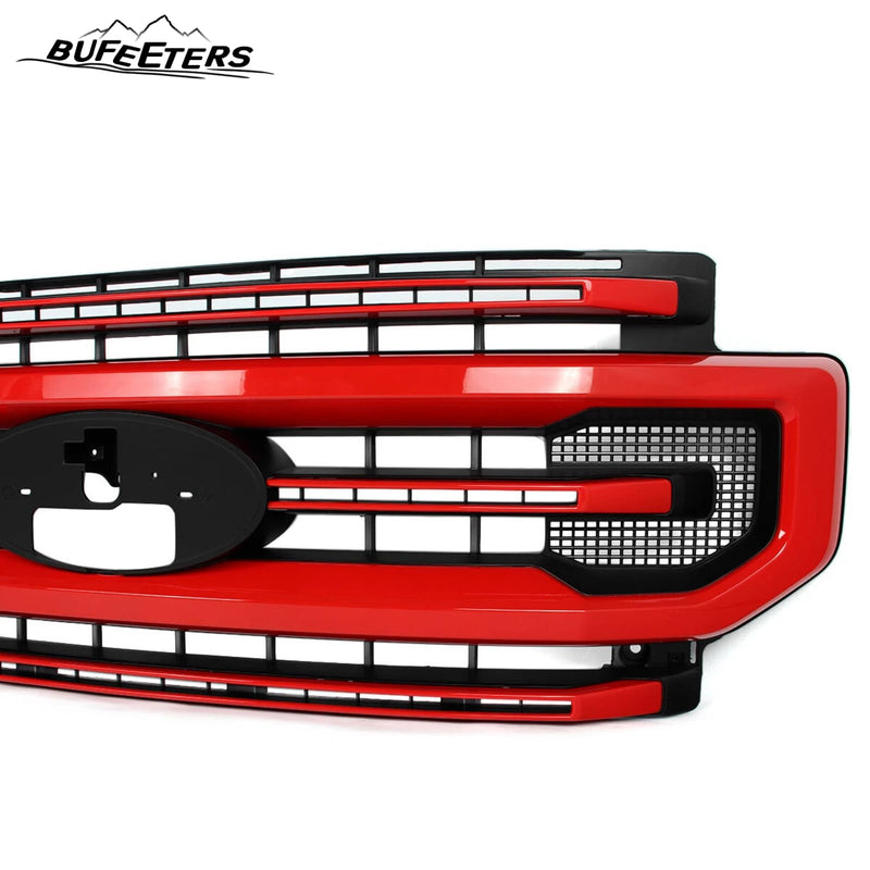 BUFEETERS Front Bumper Upper Grille Fit For 2020 2021 2022 F-250 F-350 F-450 F-550 Super Duty,Platinum Style,PQ-Race Red&Matte Black