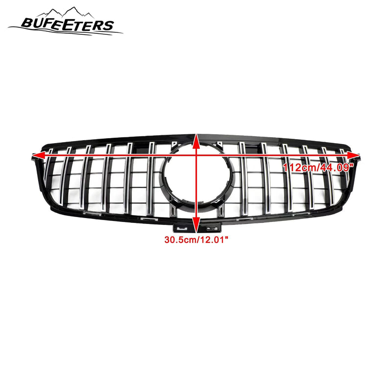BUFEETERS  Front Bumper Upper Grille W/o Camera Hole Fit For 2012 2013 2014 2015 Benz W166 ML350 400 550 AMG,GT Style,Chrome&Black