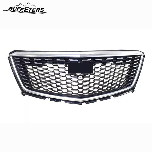 BUFEETERS   Front Bumper Upper Grille W/Camera Hole Fit For 2017 2018 2019 2020 2021 Cadillac XT5,Diamond Style,Chrome&Black