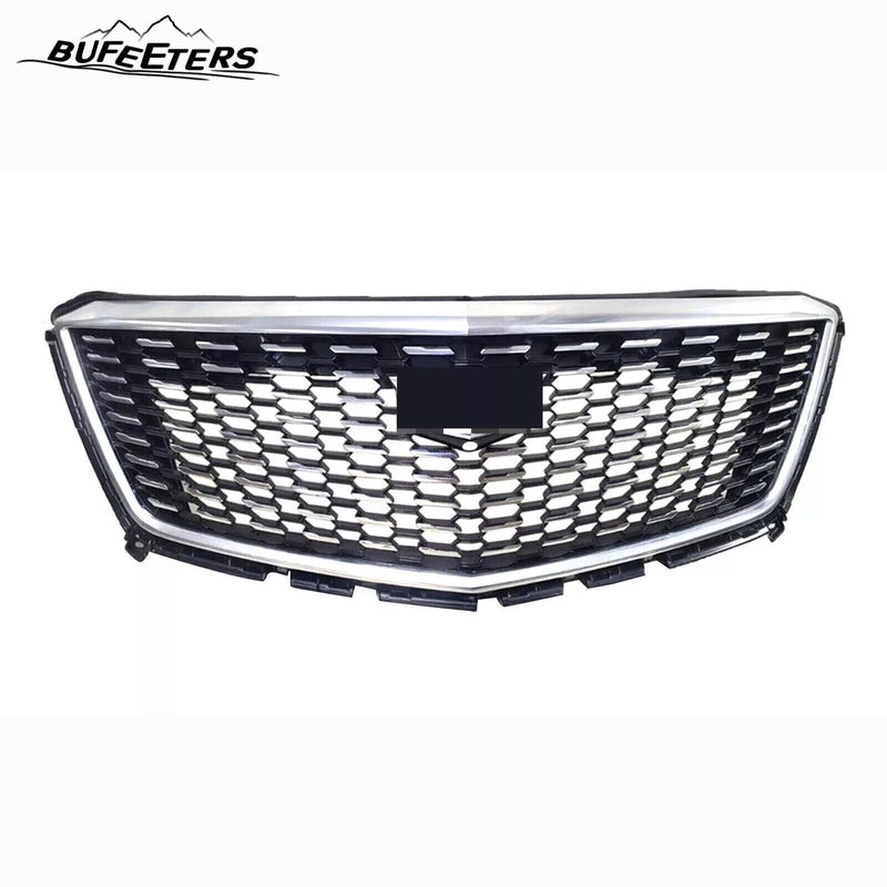 BUFEETERS   Front Bumper Upper Grille W/Camera Hole Fit For 2017 2018 2019 2020 2021 Cadillac XT5,Diamond Style,Chrome&Black
