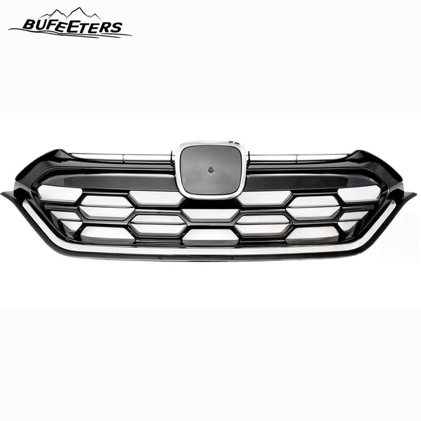 BUFEETERS  Front Bumper Upper Grille Fit For 2017 2018 2019 Honda CRV CR-V,Honeycomb Style,Chrome&Black