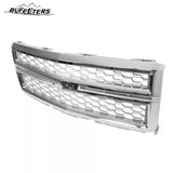 BUFEETERS Front Bumper Upper Grille Fit For 2014 2015 Chevy Silverado 1500,Honeycomb Style,Chrome&Silver