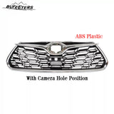 BUFEETERS Front Bumper Upper Grille w/Camera Hole Position Fit For 2020 2021 2022 Toyota Highlander,Mesh Style,Chrome&Black