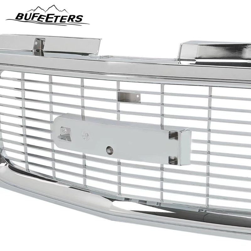 BUFEETERS   Front Bumper Upper Chrome Grille Assembly Fit For GMC C/K 1500 2500 3500 1994 1995 1996 1997 1998 1999 2000 Yukon,Chrome&Silver