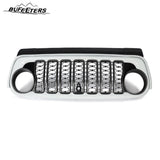 BUFEETERS  Front Bumper Upper Grille w/ Camera Hole Fit For 2018 2019 2020 2021 2022 2023 2024 Jeep Wrangler JL Gladiator JT,Rubicon Style,Bright White&Matte Black
