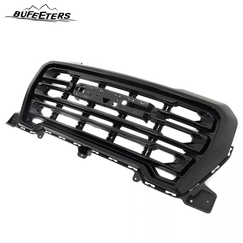 BUFEETERS Front Bumper Upper Grille With Gray Frame Assembly Fit For 2019 2020 2021 GMC Sierra 1500,Factory Style,Gloss Black&Gray