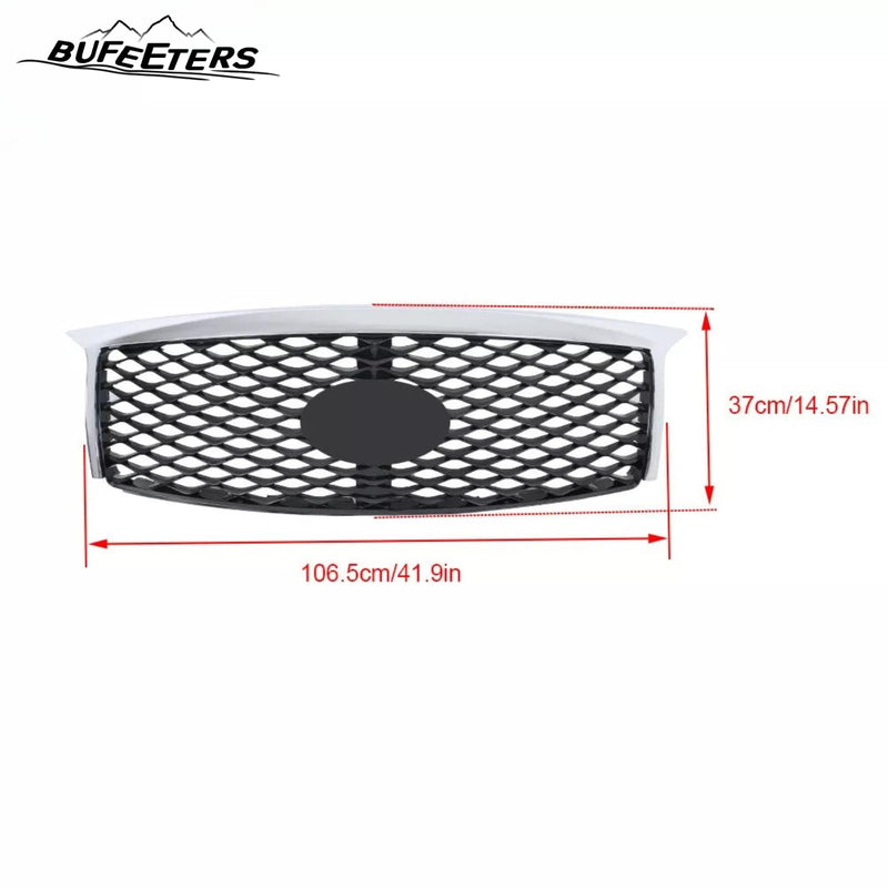 BUFEETERS  Front Bumper Upper Grille Fit For 2015 2016 2017 INFINITI QX80,Mesh Style,Chrome&Black