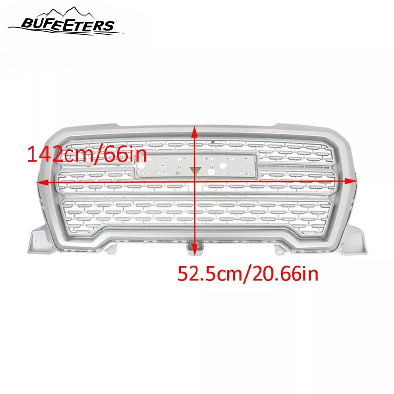 BUFEETERS Front Bumper Upper Grille Fit For 2019 2020 2021 GMC Sierra 1500,Denali Style,Silver