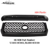 BUFEETERS  Front Grille&Hood Bulge Molding Set Fit For 2014 2015 2016 2017 2018 2019 2020 Toyota Tundra,Mesh Style,Matte Black