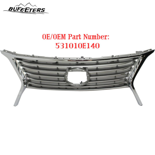 BUFEETERS Front Upper Grille Fit For 2013 2014 2015 Lexus RX350,Factory Style,Silver With Chrome Molding