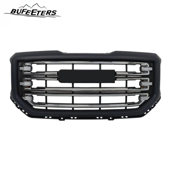 BUFEETERS Front Bumper Grille  Fit For 2016 2017 2018 2019 Gmc Sierra 1500,Horizontal Billet Style,Black &Bright Chrome Plating