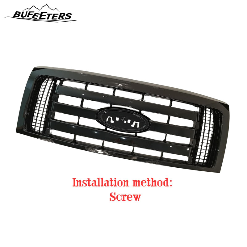 BUFEETERS  Front Bumper Grille Fit For 2009 2010 2011 2012 2013 2014 Ford F150 F-150 XLT,Gloss Black