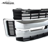 BUFEETERS Front Bumper Upper Grille Fit For 2017 2018 2019 F-250 F-350 F-450 F-550 Super Duty,XL Style,Chrome&Black