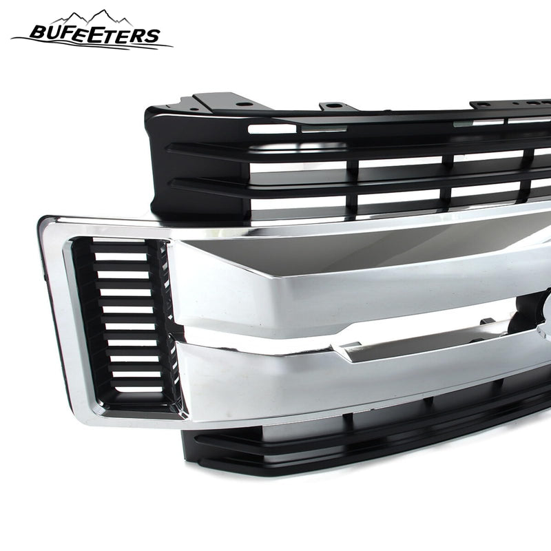 BUFEETERS Front Bumper Upper Grille Fit For 2017 2018 2019 F-250 F-350 F-450 F-550 Super Duty,XL Style,Chrome&Black