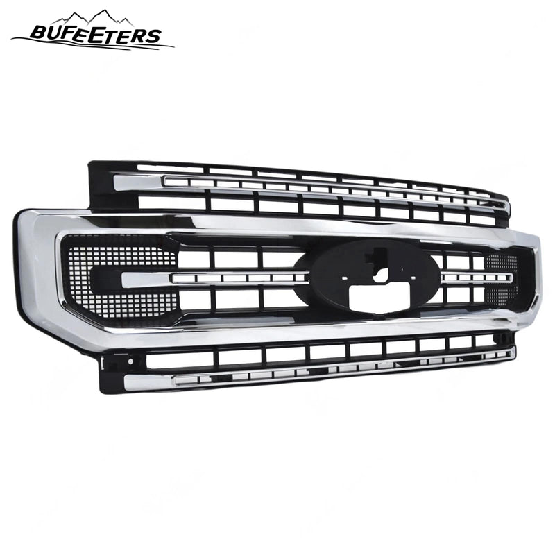 BUFEETERS Front Bumper Upper Grille Fit For 2020 2021 2022 F-250 F-350 F-450 F-550 Super Duty,Platinum Style,Chrome&Black