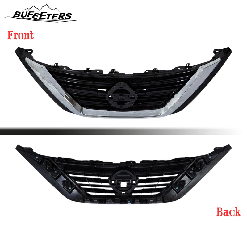 BUFEETERS  12PCS Front Grille Fog Light Kits Radiator Cover Bumper Bracket Fit For 2016 2017 2018 Nissan Altima,Mesh Style,Chrome&Black