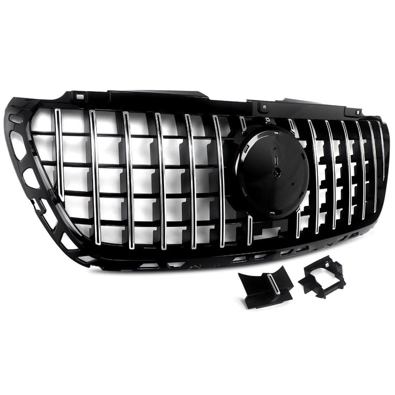 BUFEETERS  Front Bumper Upper Grille Fit For Mercedes Benz Sprinter W907 W910 2018 2019 2020 2021 2022 2023,GT Style,Chrome&Black