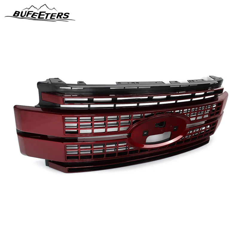 BUFEETERS Front Bumper Upper Grille Fit For 2017 2018 2019 F-250 F-350 F-450 F-550 Super Duty,Platinum Style,RR Ruby Red&Matte Black
