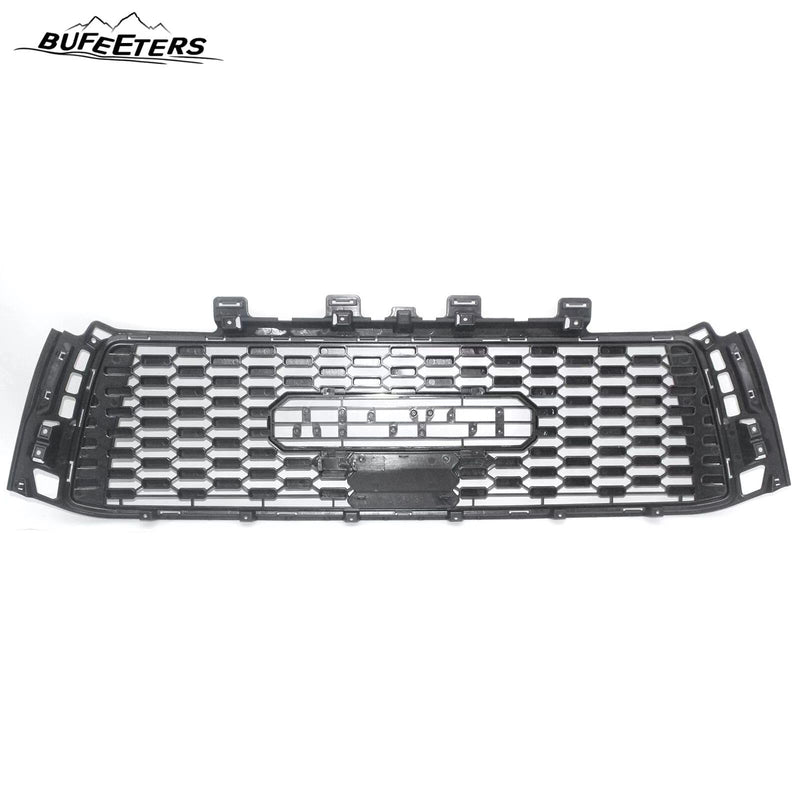 BUFEETERS Front Bumper Grille Hood Grill w/LED Amber Lights Fit For 2010 2011 2012 2013 Toyota Tundra,Mesh Style,Black