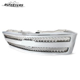 BUFEETERS Front Upper Chrome Grille w/ Chrome Insert Fit For 2007 2008 2009 2010 2011 2012 2013 Chevy Silverado 1500,Mesh Insert Style,Chrome&Silver