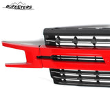 BUFEETERS Front Bumper Upper Grille Fit For 2019 2020 2021 Chevy Silverado 1500,LT Style/Horizontal Billet Style,WA130X Red Hot&Matte Black