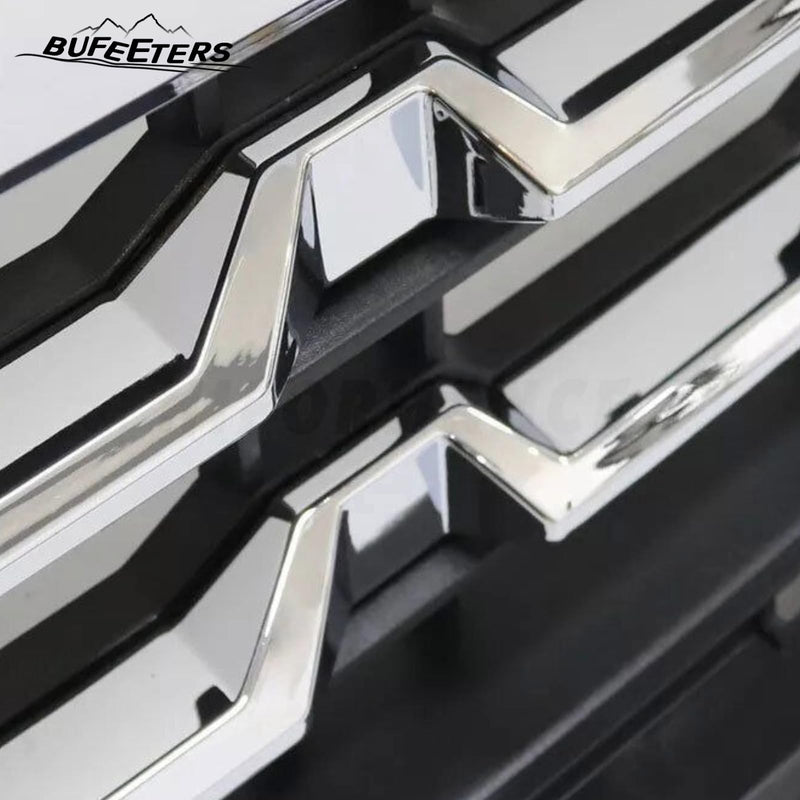 BUFEETERS Front Bumper Upper Grille With Camera Fit For 2022 2023 2024 Chevy Silverado 1500,Horizontal Billet Style,Chrome&Black