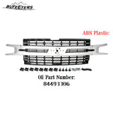 BUFEETERS Front Bumper Upper Grille Fit For 2019 2020 2021 Chevy Silverado 1500,Factory Style,WA636R Silver lce Metallic&Matte Black