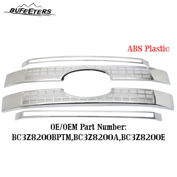 BUFEETERS Chrome Front Bumper Guard Insert Mesh Grille Body Kit Fit For 2017 2018 2019 F-250 F-350 F-450 F-550 Super Duty,Platinum Style