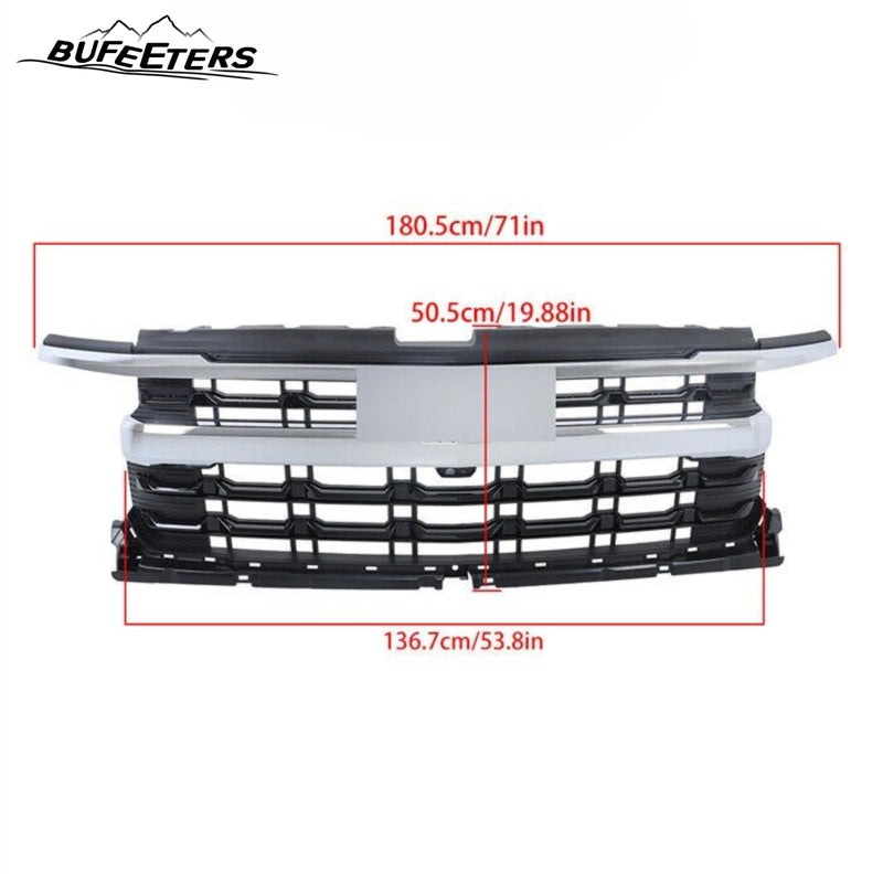 BUFEETERS Front Bumper Upper Grille Fit For 2022 2023 2024 Chevy Silverado 1500,Horizontal Billet Style,Chrome&Black