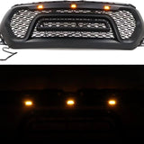 BUFEETERS  Front Upper Grille w/LED Fit For 2019 2020 2021 2022 2023 Dodge Ram 1500,Rebel Style,Matte Black