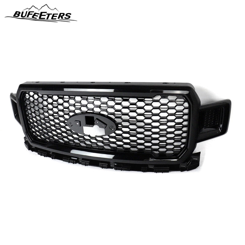 BUFEETERS  Front Upper Grille Grill Assembly Fit For 2018 2019 2020 Ford F-150,Honeycomb Style,Agate Black