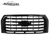 BUFEETERS  Front Bumper Upper Grille Fit For 2015 2016 2017 Ford F150,Horizontal Billet Style,Gloss Black
