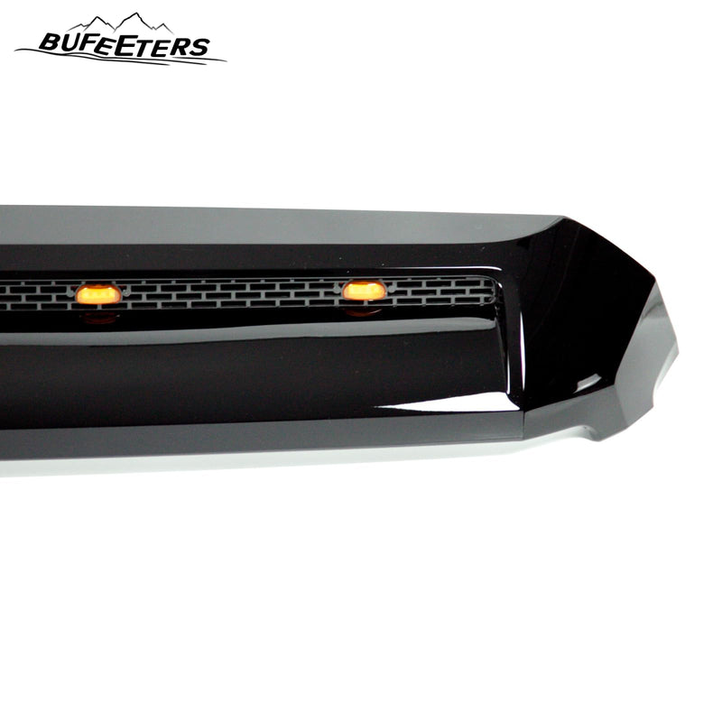 BUFEETERS  Front Upper Hood Scoop With Small Lights Fit For Toyota Tundra 2014 2015 2016 2017 2018 2019 2020 2021,Gloss Black