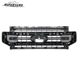 BUFEETERS Front Bumper Upper Grille Fit For 2020 2021 2022 F-250 F-350 Super Duty,Platinum Style,JS Iconic Silver&Black