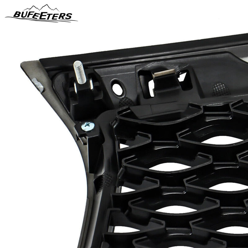BUFEETERS  Front Bumper Upper Grille With Camera Option Fit For 2016 2017 2018 2019 2020 INFINITI QX60,Mesh Style,Gloss Black
