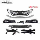 BUFEETERS  11PCS Front Grille Foglight&Bezels&Brackets Set Fit For 2013 2014 2015 Honda Civic Sedan,Factory Style,Chrome&Black