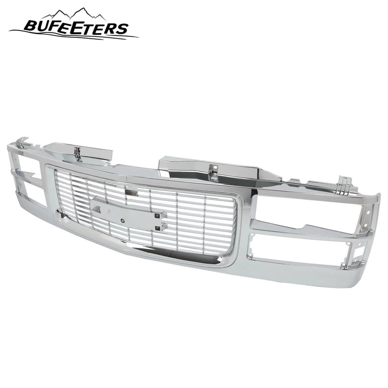 BUFEETERS   Front Bumper Upper Chrome Grille Assembly Fit For GMC C/K 1500 2500 3500 1994 1995 1996 1997 1998 1999 2000 Yukon,Chrome&Silver